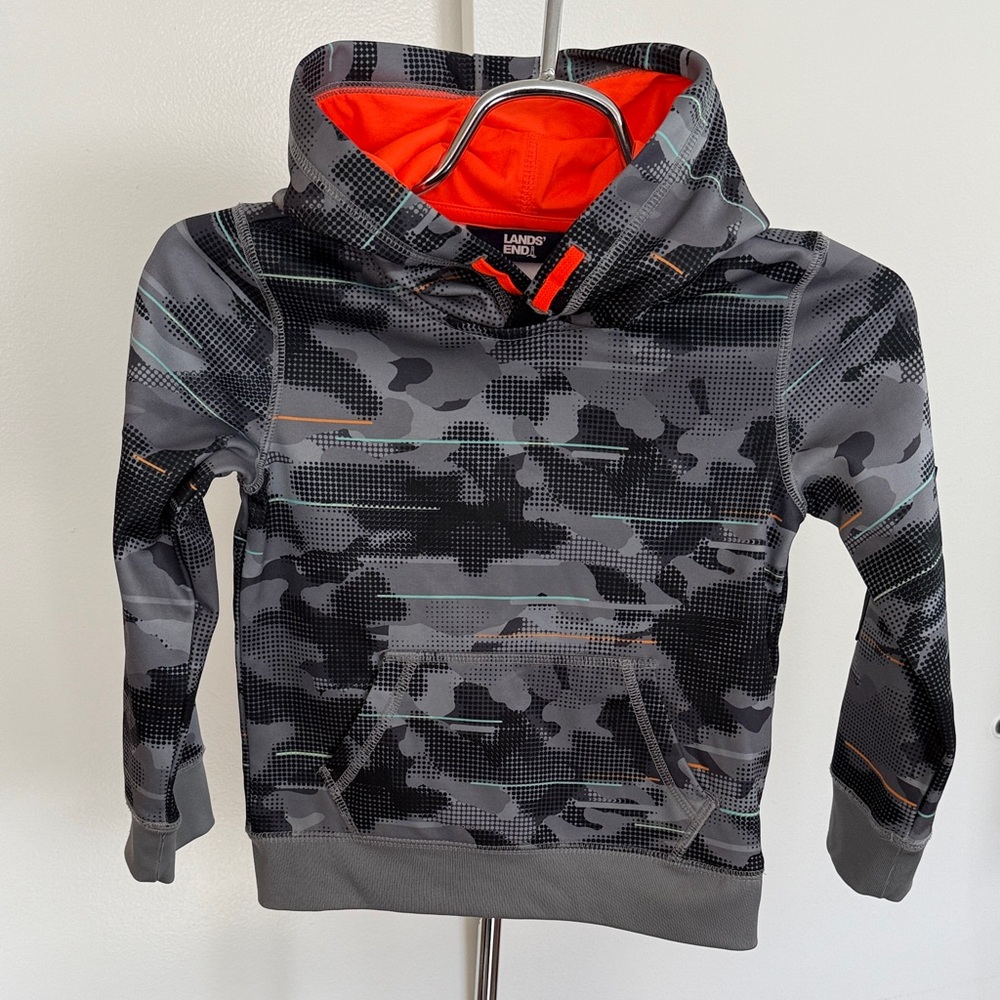 Lands' End Kids Camo Hoodie with Orange Lining